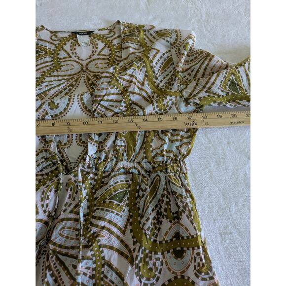 J Crew‎ Tunic Coverup Womens Size Small Green White Paisley Bohemian Lightweight - Picture 6 of 7